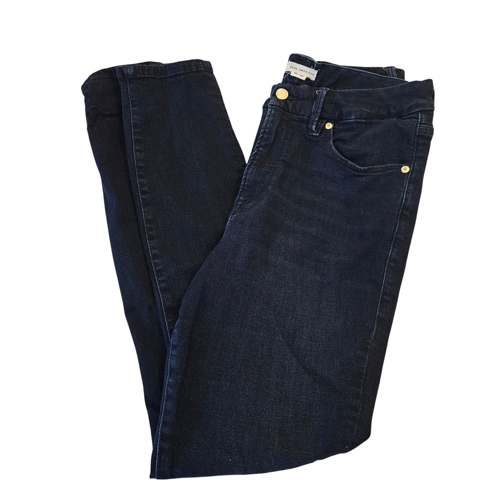 Good American Good Legs Skinny Jeans Dark Wash Sz 14/32 High Rise Stretch Denim